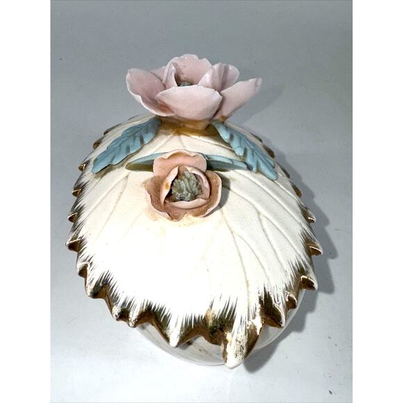 Porcelain Jewelry Trinket Dresser Box w/Lid & 2 Trays Arnart Creation Japan MCM - Picture 4 of 16